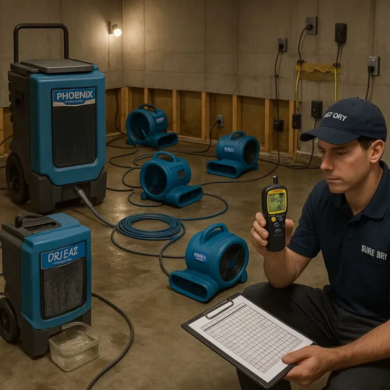 Structural Drying and Dehumidification process in Kearny, AZ